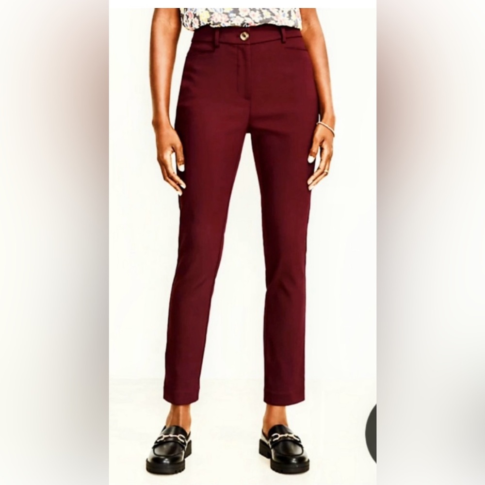 LOFT Deep Burgundy The Sutton Skinny Pants